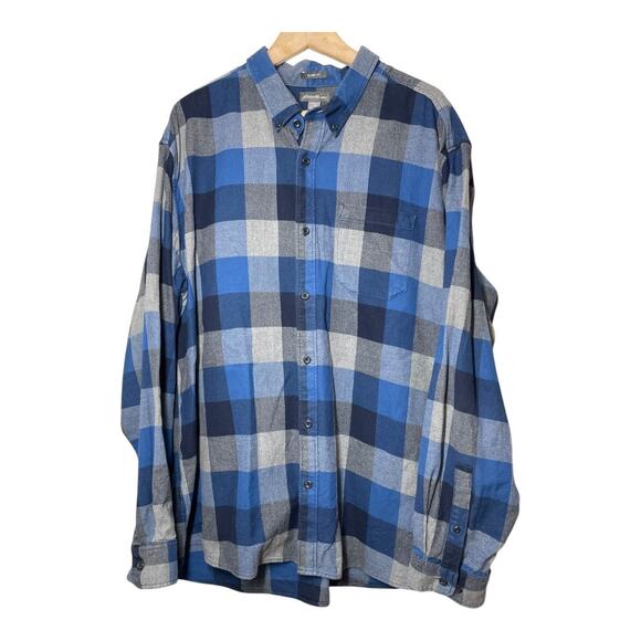 Eddie Bauer Other - Eddie Bauer Mens Plaid Flannel Shirt Heavyweight Blue Size 2XL XXL Relaxed Fit
